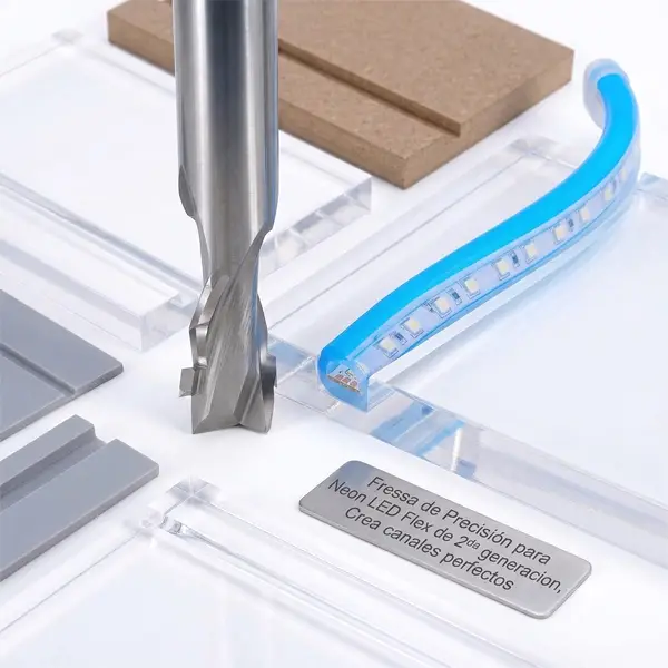 Fresa CNC para ranurado de Neón LED Flex 6mm 2da generación en acrílico, PVC y MDF